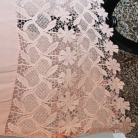 Pink Boho Floral Lace Swim Coverup 3/4 sleeve Off The Shoulder Small - Picture 6 of 9